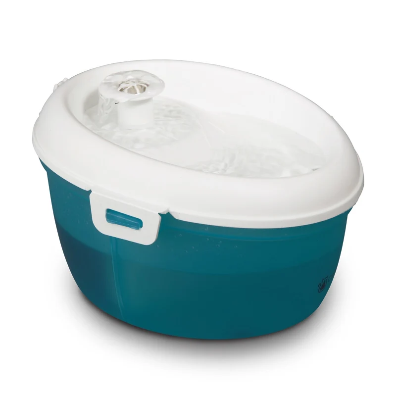 H2O Abreuvoir Fontaine Chat 1.2L Blanc & Bleu-Vert
