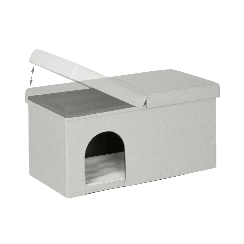 Lot de 2 grottes pliables modernes refuge confortable intérieur 50 x 40 x 30 cm en polyester beige 13_0012800
