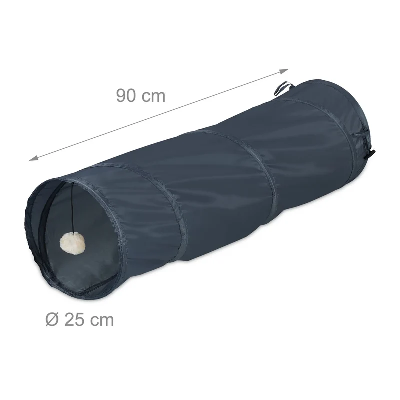 Tunnel de jeu pliable pour chat intérieur extérieur 88 x 25 cm installation facile en polyester bleu 13_0015172