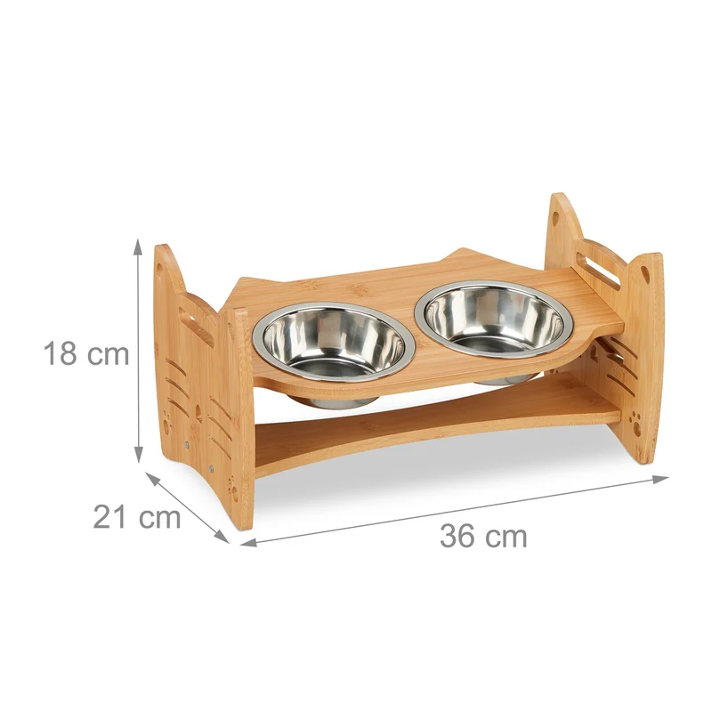 Lot de 2 gamelles à hauteur réglable pour chat support ergonomique 50 x 20 x 10 cm en plastique blanc 13_0013704