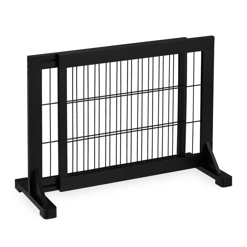 Barrière de sécurité extensible pour enfants et animaux 80 x 100 cm flexible design moderne en plastique noir 13_0011112