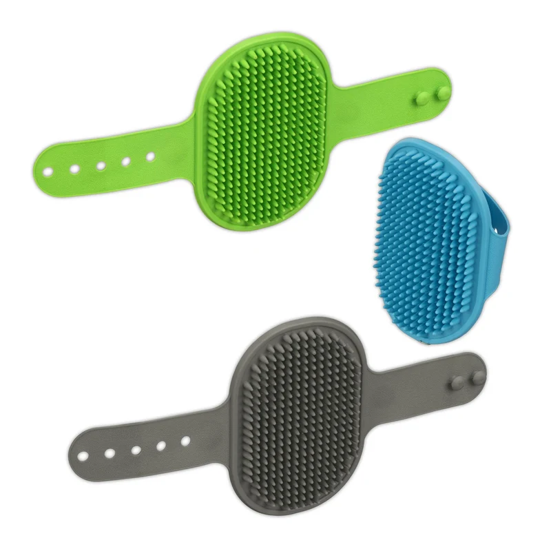 Lot de 3 brosses pour animaux de compagnie 26 x 12,5 cm pelage brillant effet massage en TPR vert 13_0012862