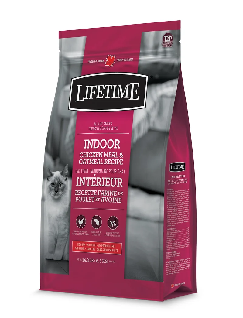 Lifetime - Chat d'Intérieur Poulet et Avoine - Nourriture Sèche pour Chats
