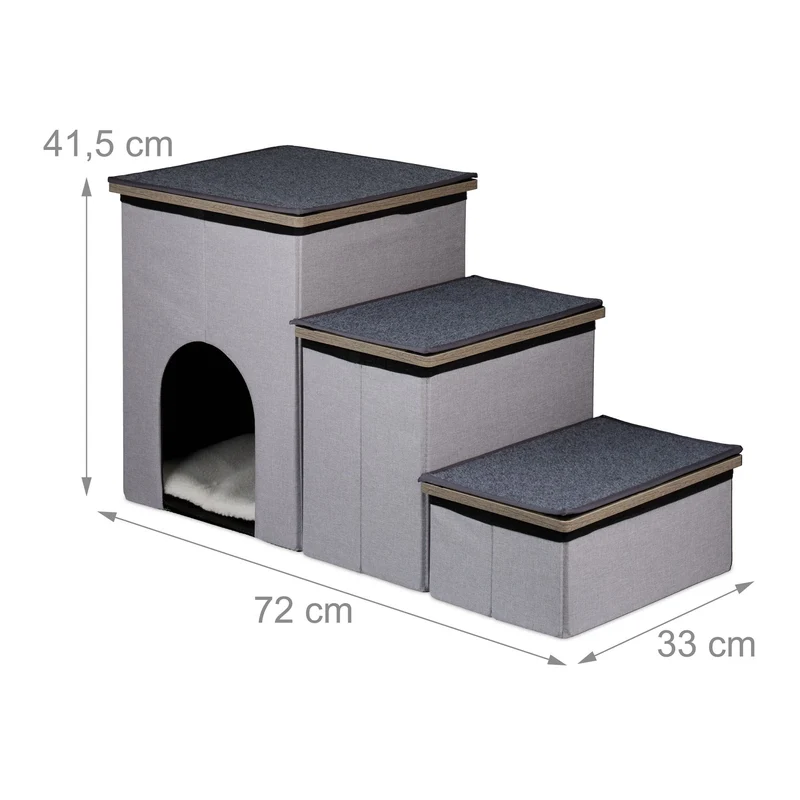 Escalier pratique pliable animaux âge 3 niveaux rangement jouets confort 50 x 40 x 30 cm en plastique beige 13_0015978