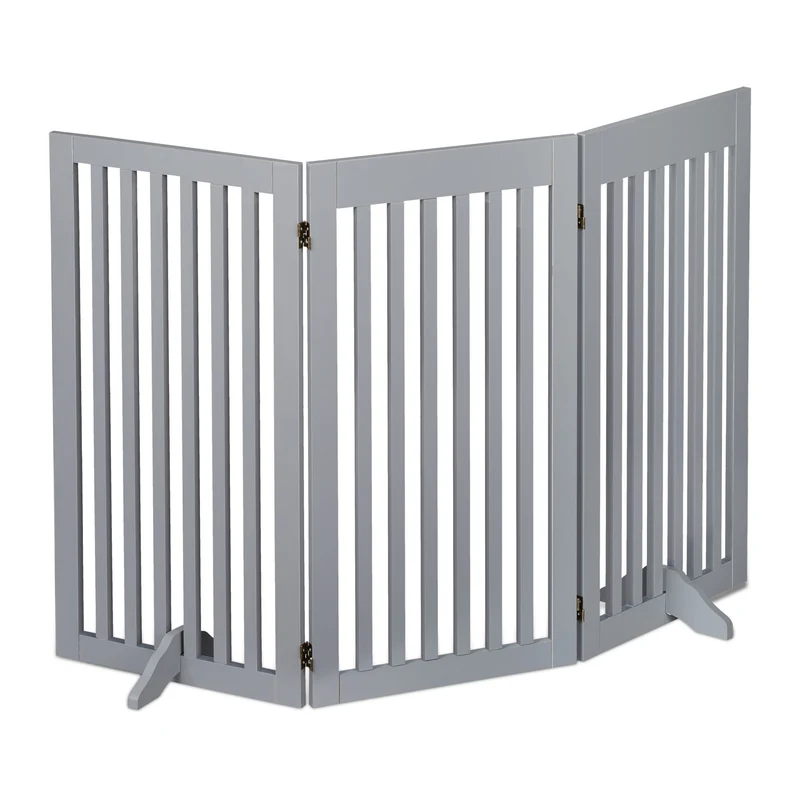 Barrière de sécurité extensible pour animaux 92 x 51 x 2 cm protection escaliers cheminée en MDF gris 13_0010898