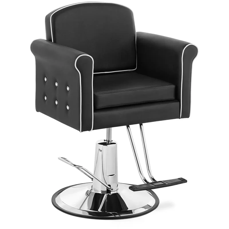 Fauteuil de coiffeur professionnel avec repose-pieds 150 kg acier PU noir 14_0008943