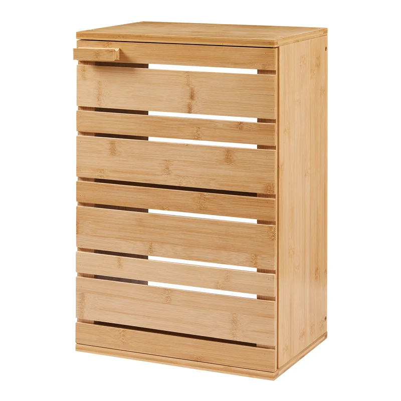 Armoire étagère meuble de rangement 50 x 33 x 20 cm murale de salle de bain bambou naturel 03_0008890