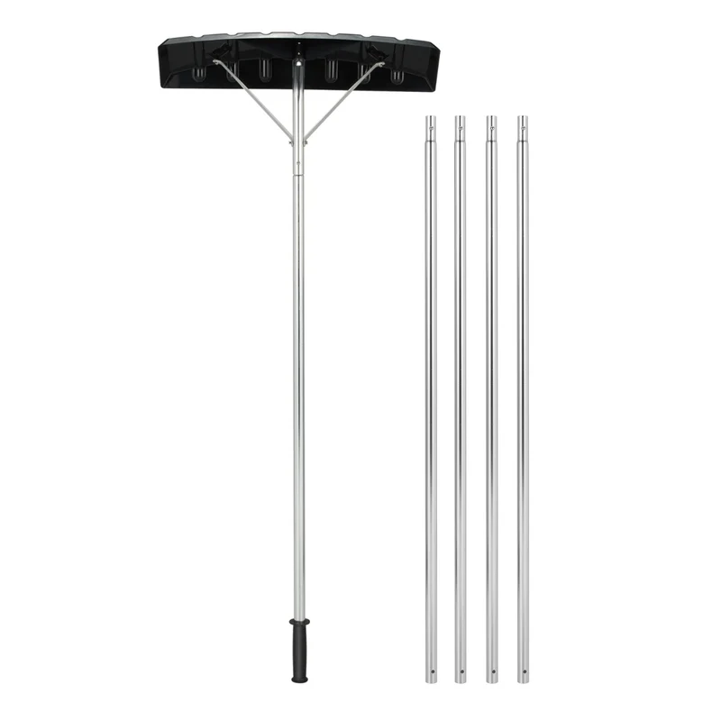 Râteau à neige extensible longueur 1,48 à 6,08 m lame large 63 x 15,5 cm usage facile en aluminium noir 20_0013370