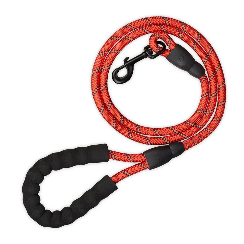 Laisse pratique pour chien 150 cm avec éléments réfléchissants confort et sécurité épurée en nylon rouge 13_0013177