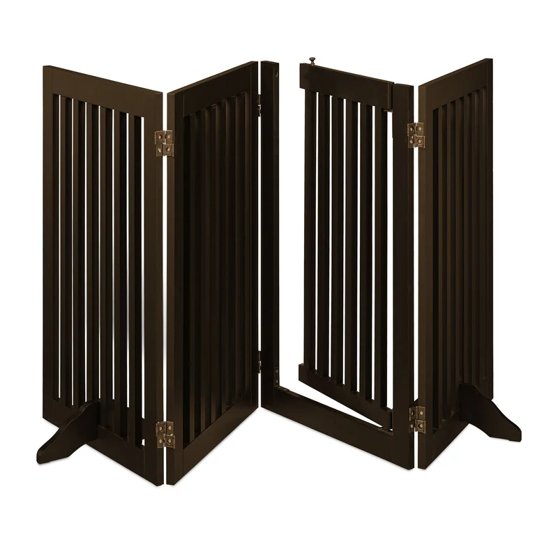Barrière de sécurité réglable moderne intérieur 92 x 74 cm protection animaux porte pratique en métal gris 13_0011433