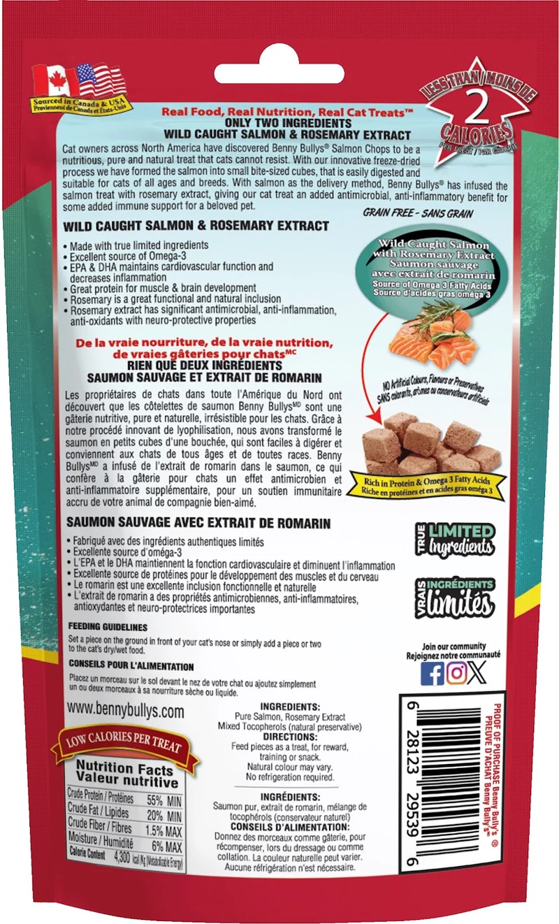 Benny Bully's - Extrait de Saumon et Romarin - Gâteries Lyophilisées pour Chats