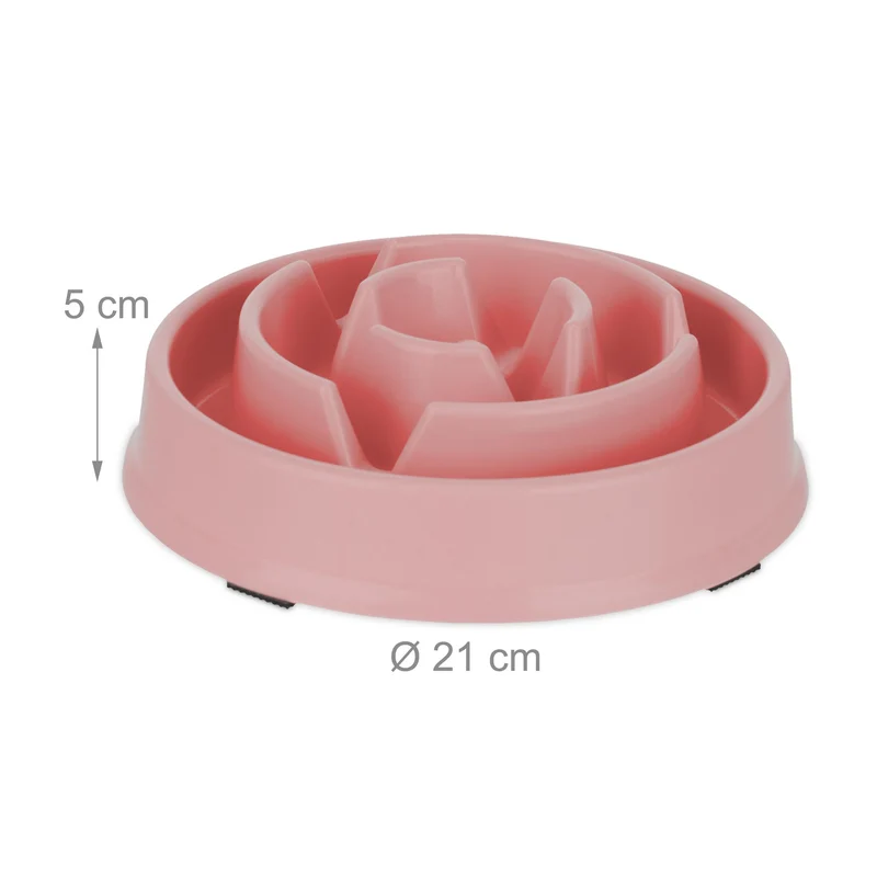 Gamelle anti-glouton 400 ml pour chien réduction de vomissements ergonomique en plastique rose 13_0013162