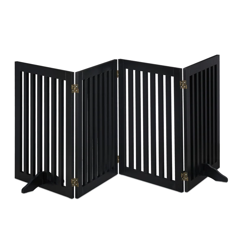 Barrière de sécurité extensible pour animaux 70 x 51 x 2 cm installation flexible ambiance sécurisée en MDF noir 13_0010758