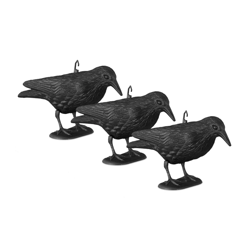 Lot de 3 épouvantails à oiseaux pour jardin plafond balcon 35 x 15 x 15 cm en plastique noir 13_0011835