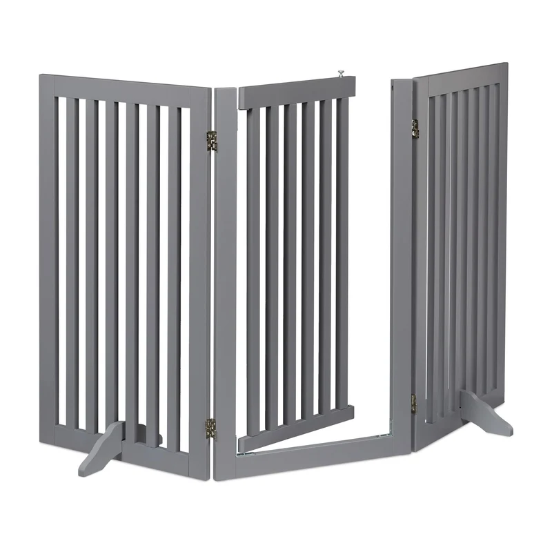 Barrière de sécurité modulable intérieur 92 x 70 cm protection pour chiens design moderne en métal gris 13_0011430