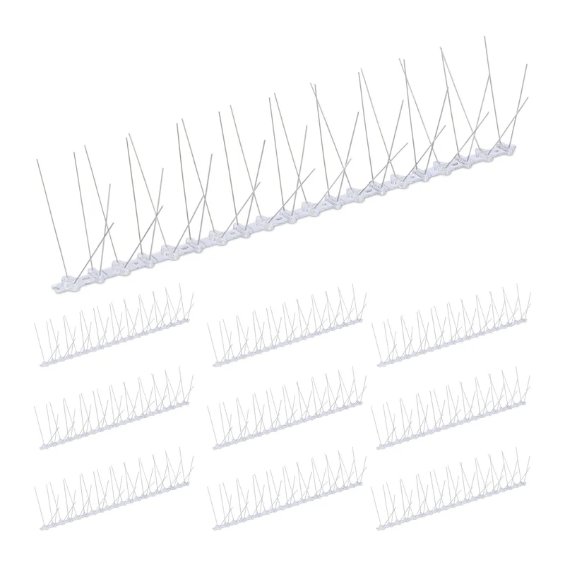 Lot de 10 pics anti-oiseaux pour balcon jardin éloignent les pigeons 40 pointes en acier inoxydable argent 13_0016535