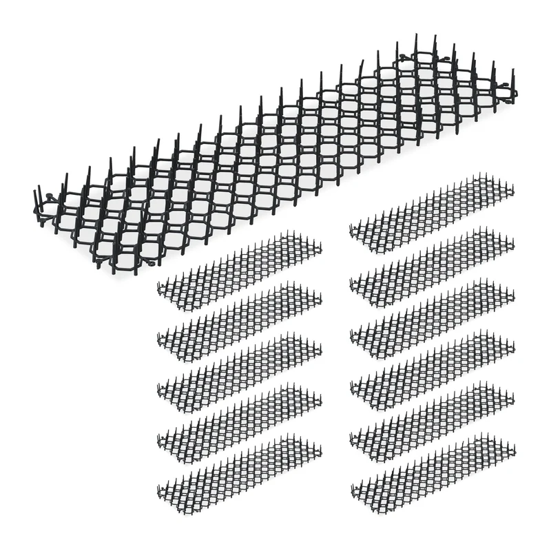 Lot de 12 grilles dissuasives jardin 3 x 49 x 14 cm pour protéger plantes et animaux en plastique noir 13_0015039
