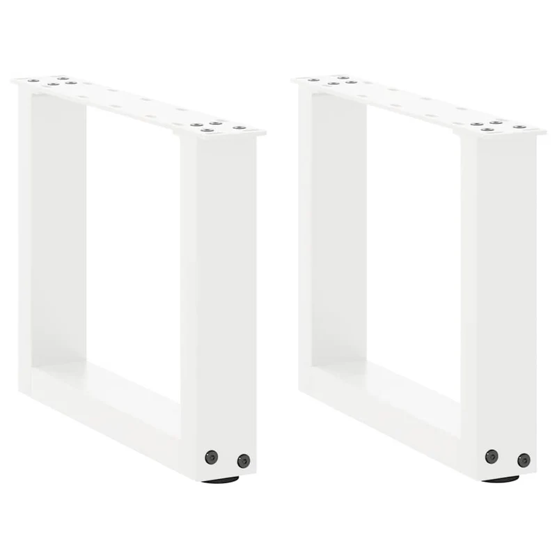Lot de 2 pieds de table basse en U 30 x 30 cm fonctionnels modernes avec niveleurs en acier blanc 02_0057369