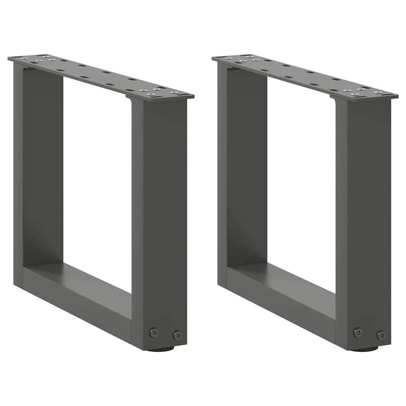 Lot de 2 pieds de table basse en U 30 x 30 cm avec niveleurs réglables design moderne en acier anthracite 02_0057370