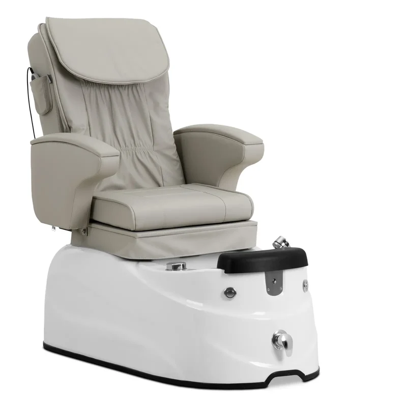 Fauteuil pédicure électrique avec bain de pieds éclairé et fonction de massage 105 watts 150 kg beige blanc 14_0009022
