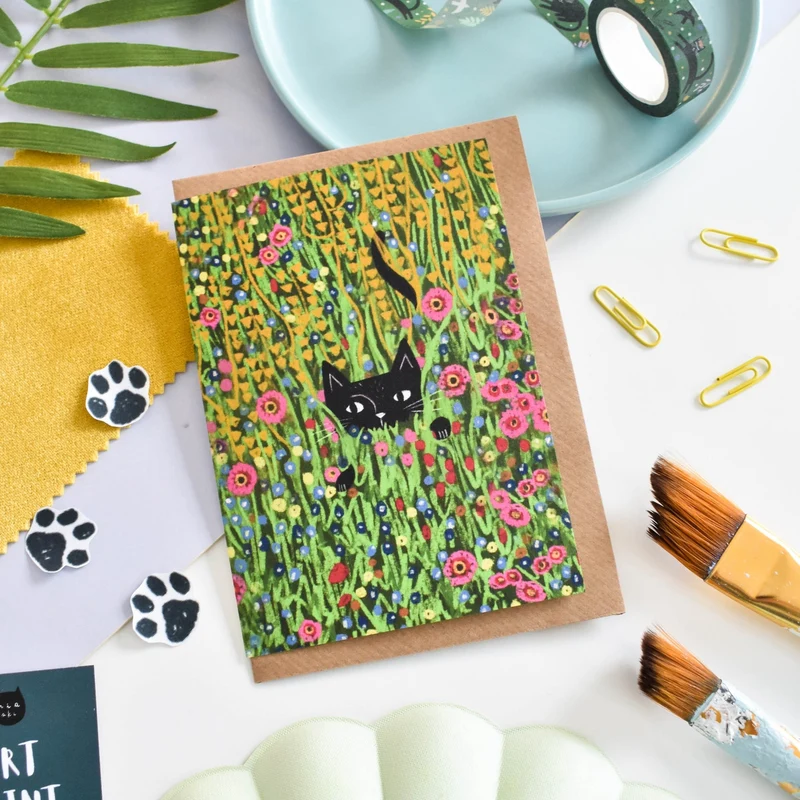Carte postale chat Klimt's Cat Garden