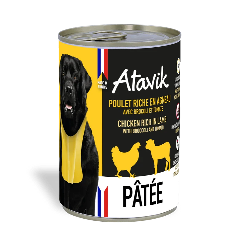 Pâtée chien - Terrine Poulet riche en Agneau 400g Made in France