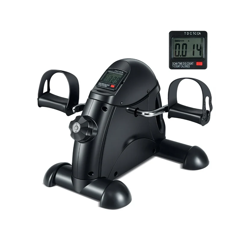 Mini vélo d’exercice sous bureau 39 x 35 x 30 cm portable avec écran LCD et tension réglable en abs noir 20_0017638