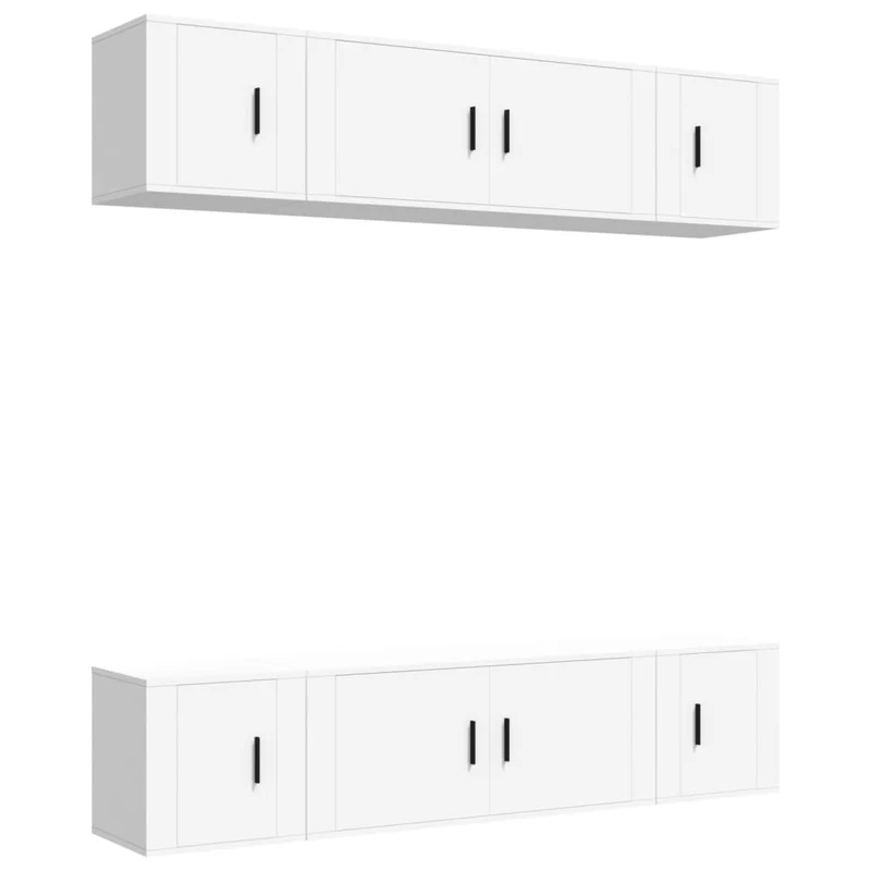 Ensemble de meubles armoire buffet TV télévision salon chambre séjour 6 pièces bois d'ingénierie blanc 02_0024998