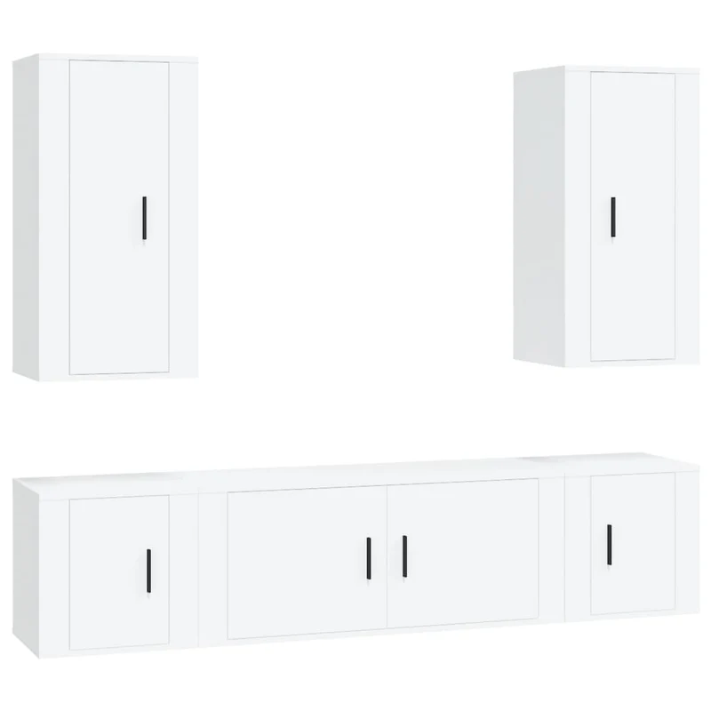 Ensemble de meubles armoire buffet TV télévision salon chambre séjour 5 pièces bois d'ingénierie blanc 02_0024868