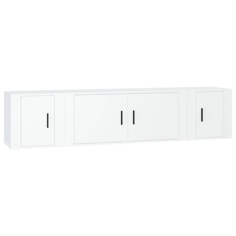 Ensemble de meubles armoire buffet TV télévision salon chambre séjour 3 pièces bois d'ingénierie blanc 02_0024473