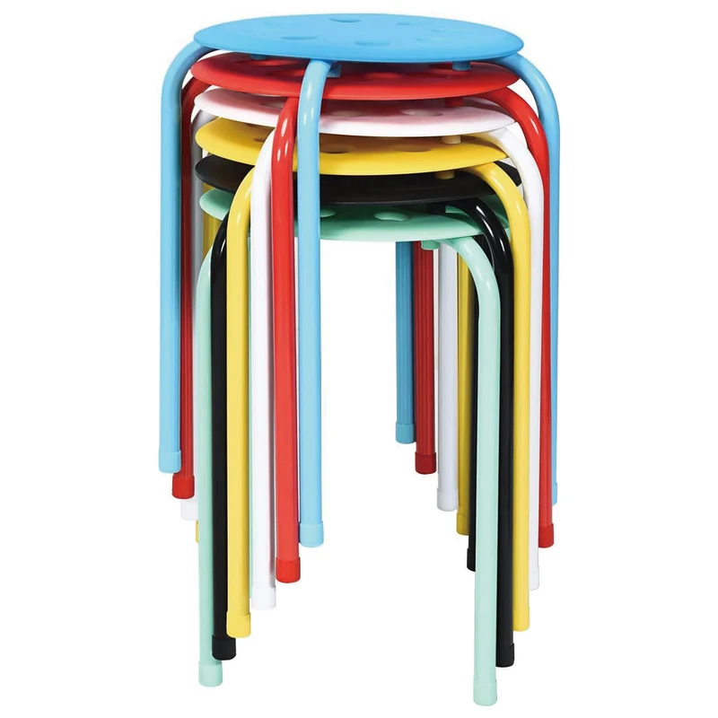 Lot de 6 tabourets légers empilables 37 x 37 x 44 cm avec patins antidérapants au design moderne en métal multicolore 20_0012617