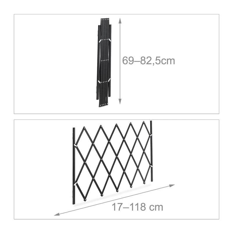 Barrière extensible ajustable design robuste pour chiens 70 x 90 cm sécurité accès en bambou noir 13_0013082