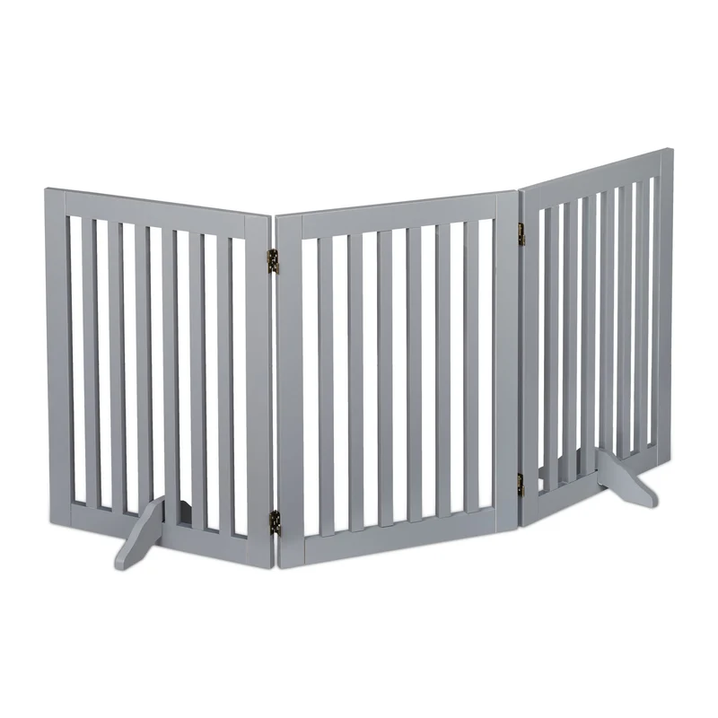 Barrière de sécurité réglable pour chien 70 x 51 x 2 cm protection escalier cheminée en MDF gris 13_0010798