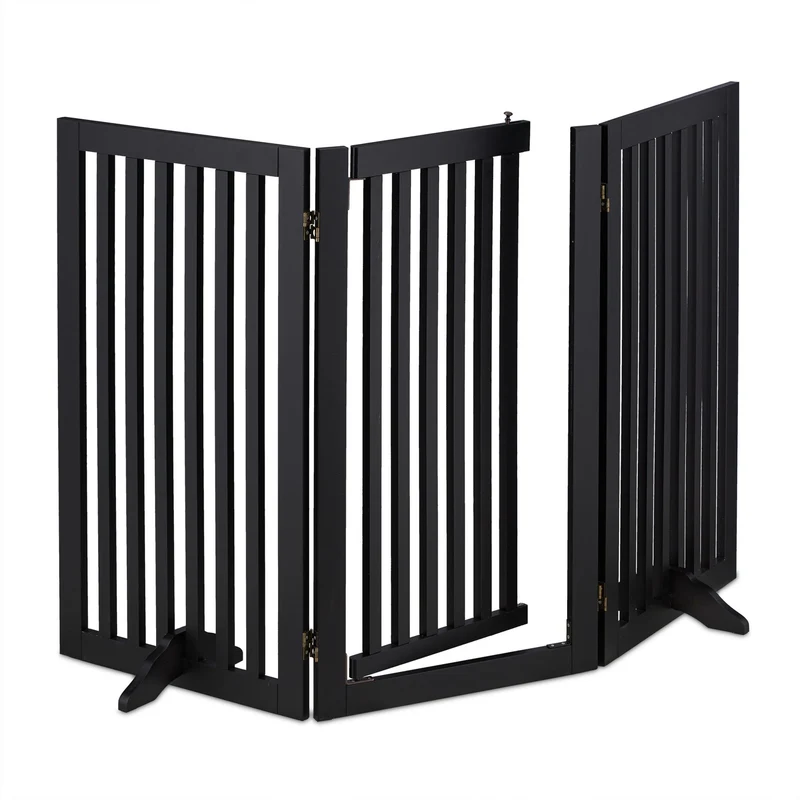 Barrière de sécurité réglable pour animaux 92 x 78 x 2 cm utilisation intérieure anti-chutes design épuré en métal gris 13_0011297