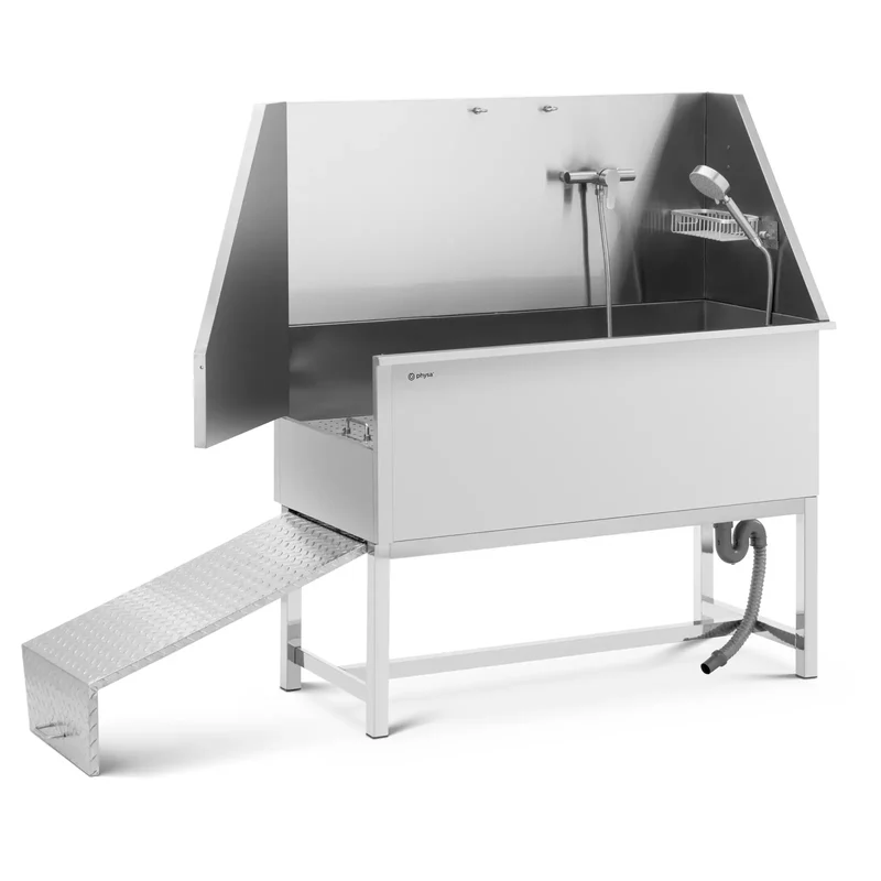 Baignoire de toilettage pour chien acier inoxydable jusqu'à 60 kg avec rampe alliage d'aluminium cuivre acier inoxydable 14_0008282