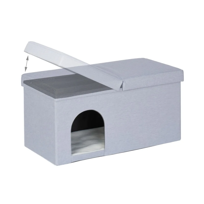 Grotte grise moderne pour animaux cachette confortable pour chat chiot 70 x 40 x 40 cm en MDF gris 13_0012802
