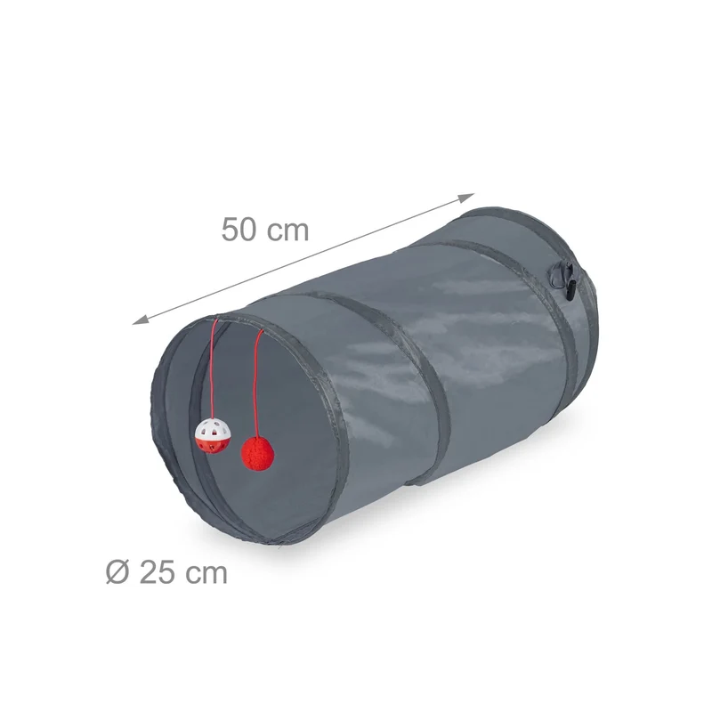 Tunnel pour chat pliable avec accessoires jeu intérieur 48 x 26 cm en polyester bleu 13_0015165