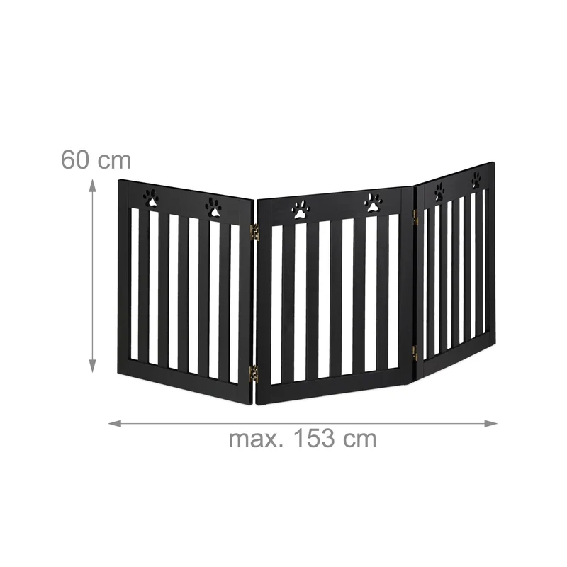 Barrière de sécurité pliable pour chien escalier porte 60 x 153 x 2 cm design joyeux en MDF blanc 13_0015471