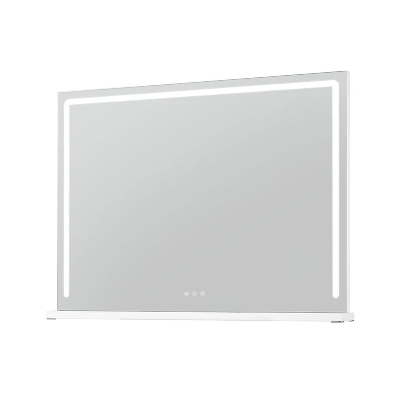 Miroir de maquillage 80 x 60 cm luminosité réglable 3 couleurs de lumière contemporain en argent blanc 20_0020068