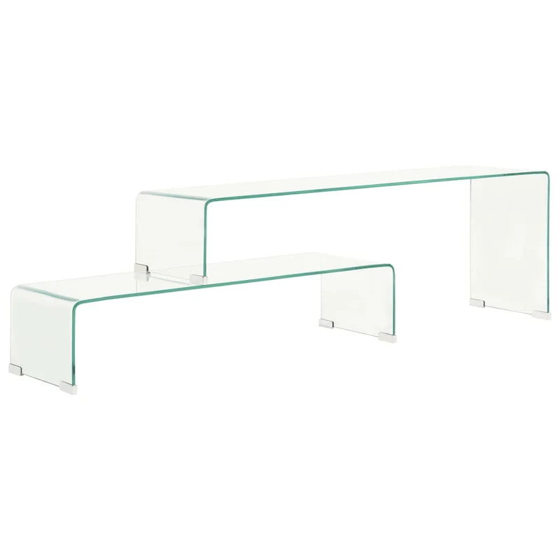 Ensemble de table basse lot de 2 90 x 30 x 20/110 x 30 x 40cm Verre trempé Transparent 02_0042114