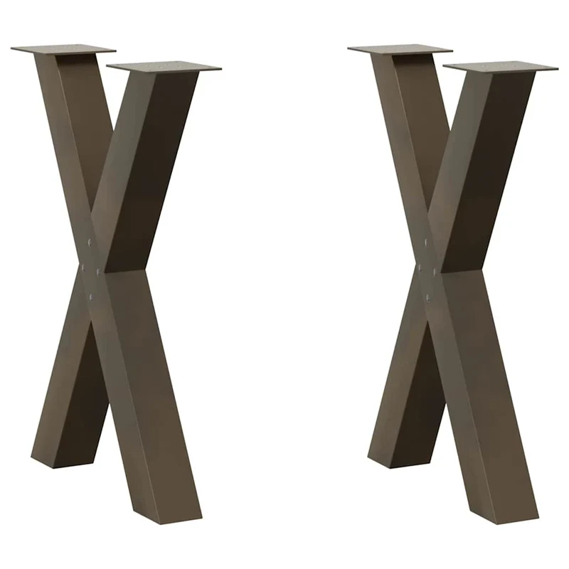 Lot de 2 pieds de table à manger en forme de X 60 x 73 cm robustes modernes avec niveleurs en acier naturel 02_0057247