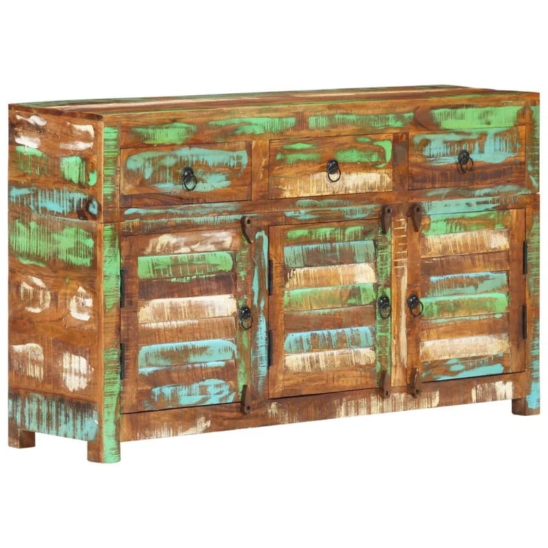 Buffet bahut commode armoire meuble de rangement organisateur cuisine salle de séjour salon 110 x 30 x 65 cm bois massif de récupération marron 02_0029511