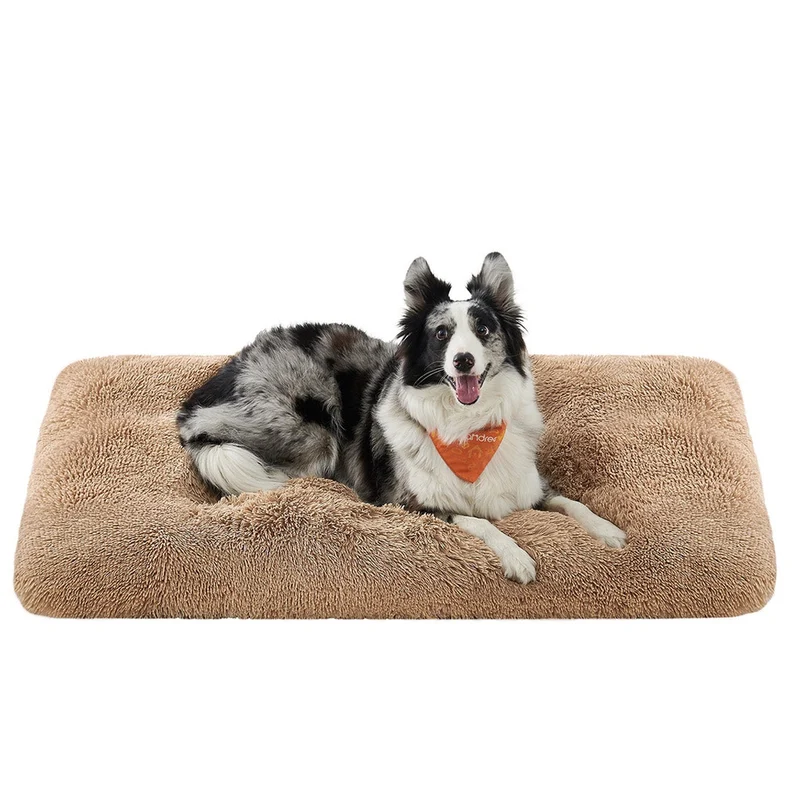 Panier pour chien canapé lit pour animaux rembourrage 122 x 74 cm moelleux lavable en machine coussin pour chien marron 12_0006805
