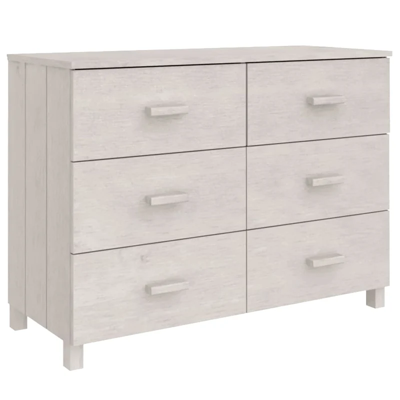 Buffet bahut commode armoire meuble de rangement organisateur cuisine salle de séjour salon 113 x 40 x 80 cm bois massif de pin blanc 02_0035771