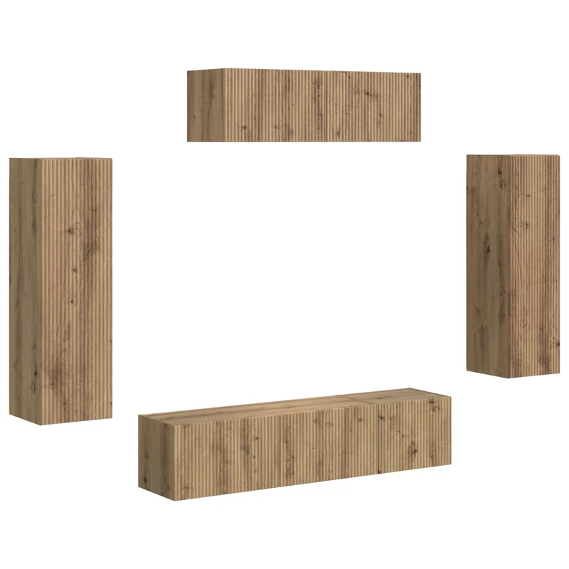 Meuble TV mural moderne organisé gain de place 98 x 31 x 29,5 cm en chêne artisanal 02_0056216
