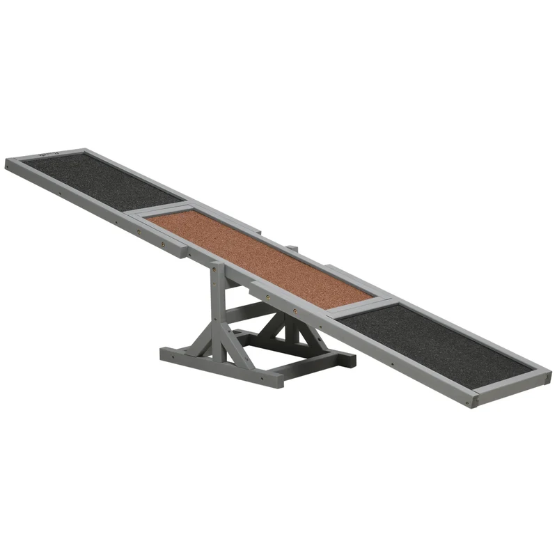 Bascule d'agilité pour chien entraînement motricité équilibre 180 x 30 x 30 cm antidérapant scandinave en bois gris 21_0007325
