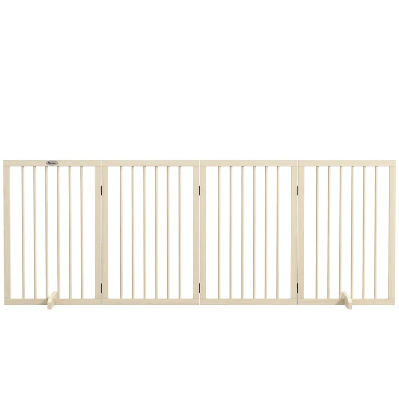 Barrière de sécurité modulable pour animaux 206 x 35,5 x 76 cm pieds antidérapants style scandinave en bois naturel 21_0007463
