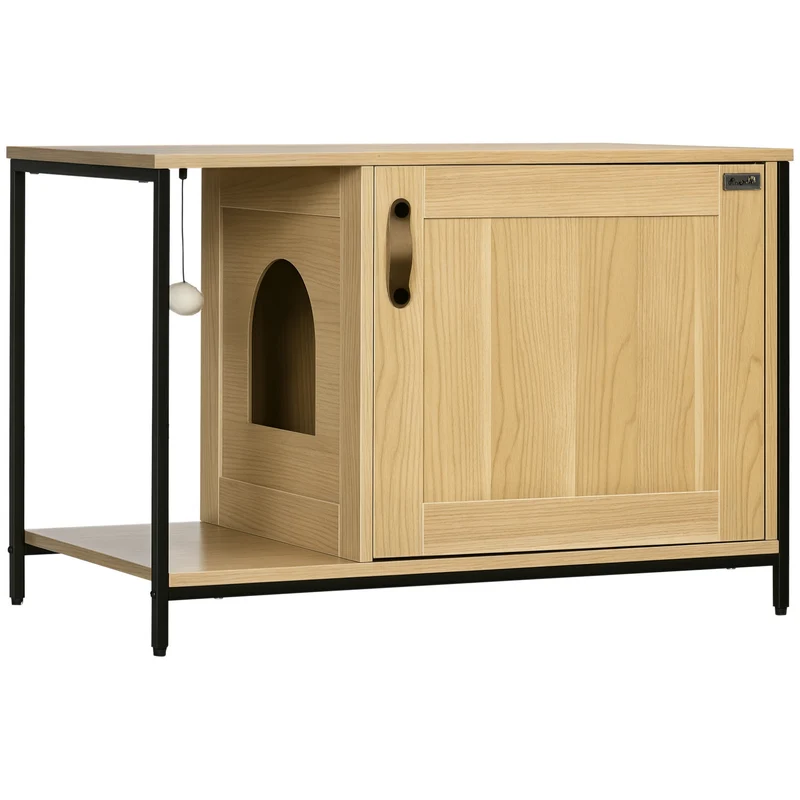 Maison de toilette pour chat entrée latérale 80 x 48 x 55 cm grand cocon jouet suspendu industriel moderne en acier noir 21_0007777