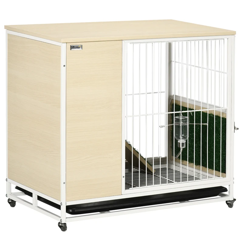 Clapier lapin mobile 78 x 52,5 x 76,5 cm plateau amovible porte sécurisée contemporain en panneau de particules naturel 21_0007947
