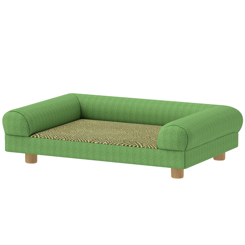 Canapé pour chien 63 x 41 x 17 cm accoudoirs ergonomiques assise rembourrée style scandinave contemporain en velours vert 21_0007377